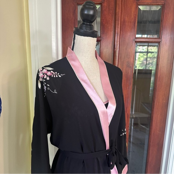 Oscar de la Renta | Pink Label Maxi Slip Dress & Dressing Robe Set, Size S - Picture 2 of 16